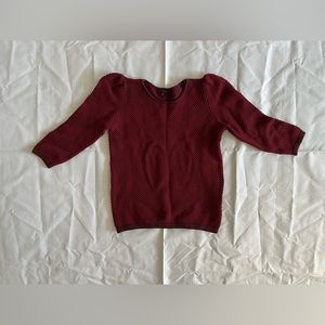 COS burgundy red princess shoulder detail mid-sleeve top